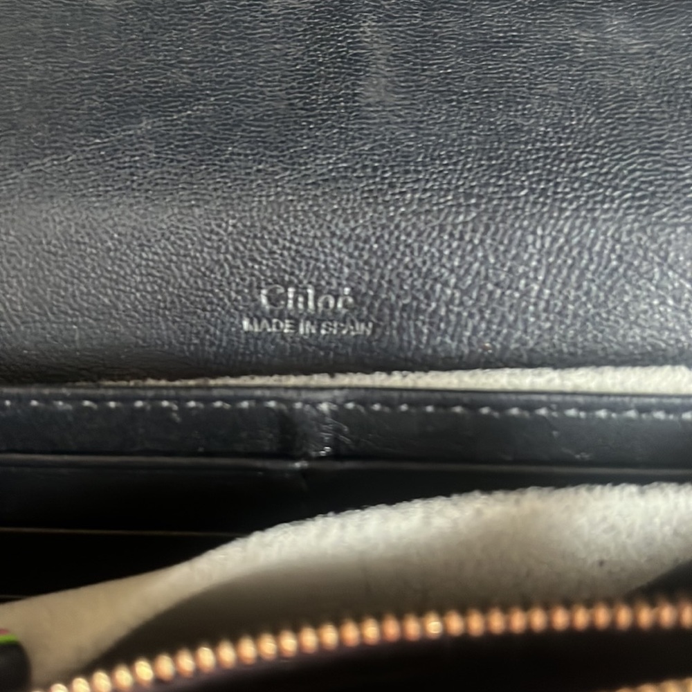 Chloe Bobbie continental black wallet w/ gold bow. Interior slot tags has EUC - Picture 3 of 4
